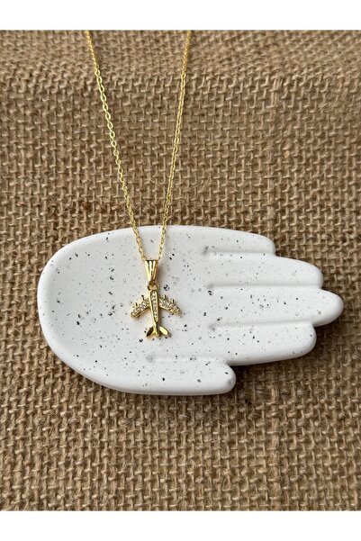 M Miel Kadın Zirkon Taşlı Uçak Figürlü Kolye