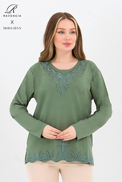 Ravencia Γυναικεία μεσήλικας και άνω φούστα με γιακά βισκόζης με πέτρα κεντημ...