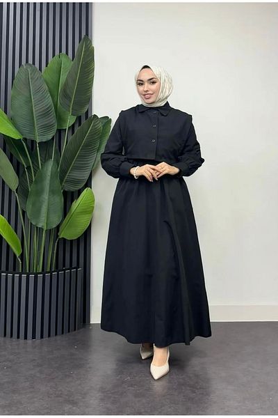 modasusev Κοστούμι γιλέκο που δένει στο πλάι Φόρεμα Hijab