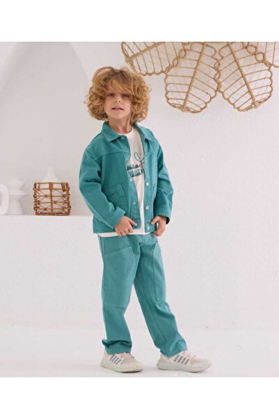 Uğur bebe Jachetă din pânză verde mentă și hanorac și pantaloni Set 3 piese