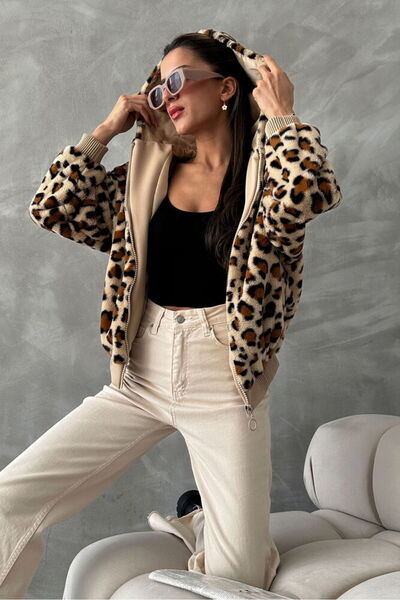 VERYMODA Palton cu imprimeu leopard - Leopard de piatră închisă la culoare | ...