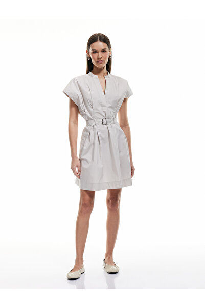 Koton Μίνι φόρεμα με κοντό μανίκι βαμβακερό σε γραμμή Α με ζώνη