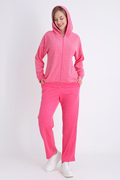 İntensive жіночий комплект з довгими рукавами, з кишенями та рожевою блискавкою, з бавовняної тканини