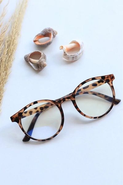 Nilu Moda نظارات قراءة بإطار دائري بنمط الفهد للجنسين من الزجاج الشفاف