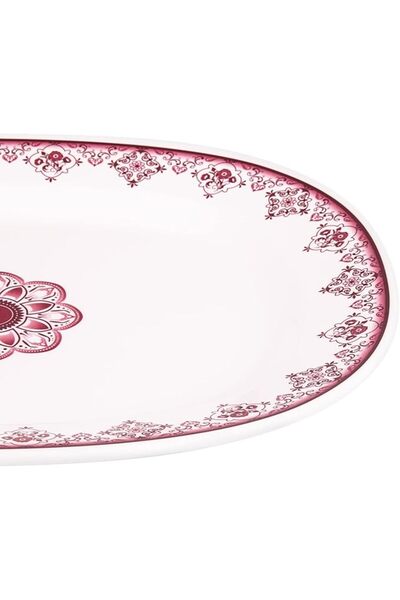 AKDC Vague Mel Oval Plate L(25cm) xW(30cm) xH(3cm) White And Red
