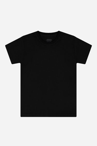 Arma Yıldız Boy's Black Crew Neck Undershirt Short Sleeve T-Shirt 6 Pieces 100% Cotton