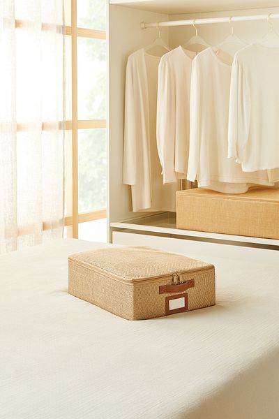Ocean Home Textile Μικρού μεγέθους Βάση από γιούτα Six Suitcase Organizer Υποστηριζόμενο κουτί αποθήκευσης 31x38x12