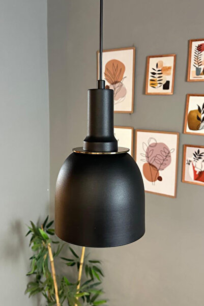 Bamyum Deep Siyah İnce Siyah Fener Ufo Başlık Tekli Avize Sarkıt Salon Mutfak...