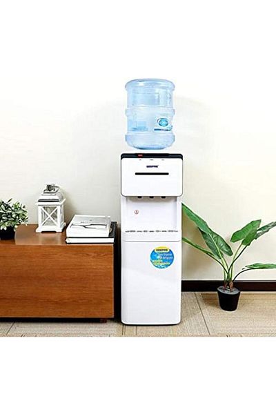 Geepas Water Dispenser – 3-Tap Hot & Cold, Stainless Steel, Child Lock, 1L Hot & 2.8L Cold Capacity