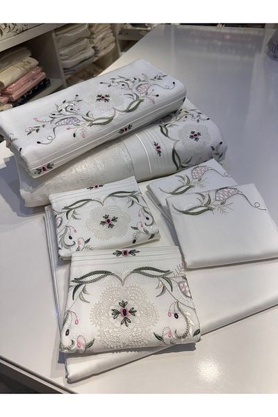 incisecrethome Handcrafted Special Design Pique Duvet Cover Set 7 Pieces
