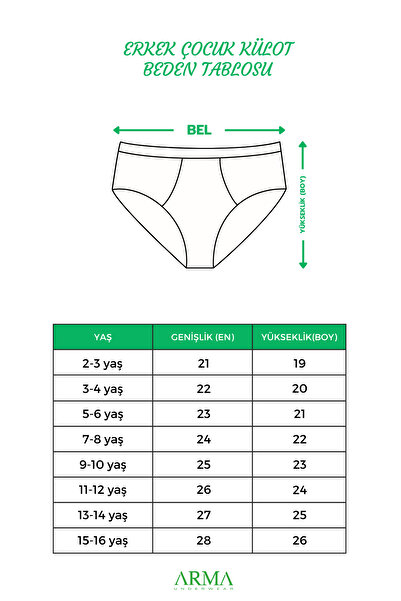 Arma Yıldız Chiloți albi pentru băiat 100% bumbac 3 pachete
