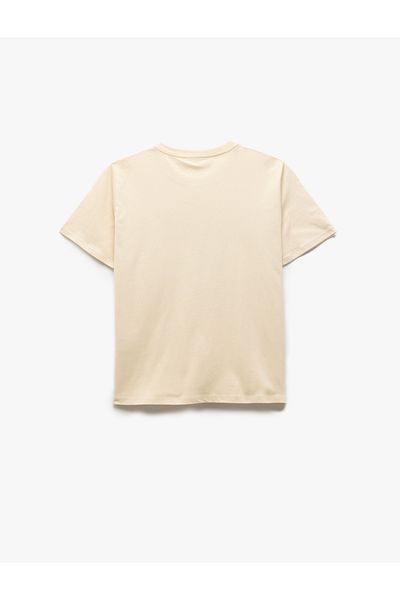 Koton Cotton Short Sleeve Crew Neck Beige Women's T-Shirt 5Sak50135Ek