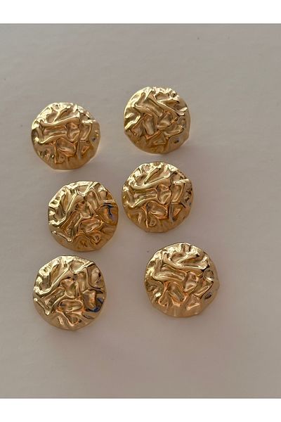ODDA TASARIM ATÖLYESİ Top Wrinkled Model Light Gold Metal 6-Piece Button Set