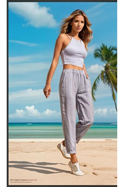 Pasaklı Giyim Жіночі штани з кишенями, еластичним поясом, прямими штанинами та подвійними манжетами, зручні літні штани 3277200