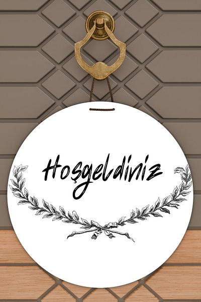 Dormot Home Modern Door Ornament - White Floor Bottom Branch Top Welcome - Outdoor Door Ornament