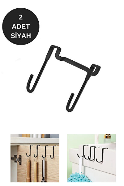 vipgross 2 Umerașe Negre pentru Dulap - 2 Cârlige Vg-062 -m3