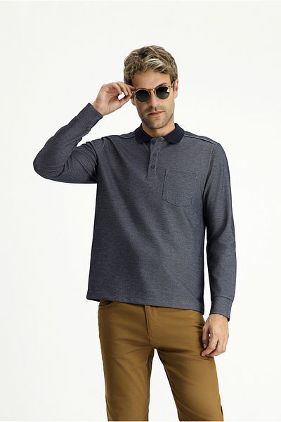 Kiğılı Polo Neck Regular Fit Patterned Sweatshirt