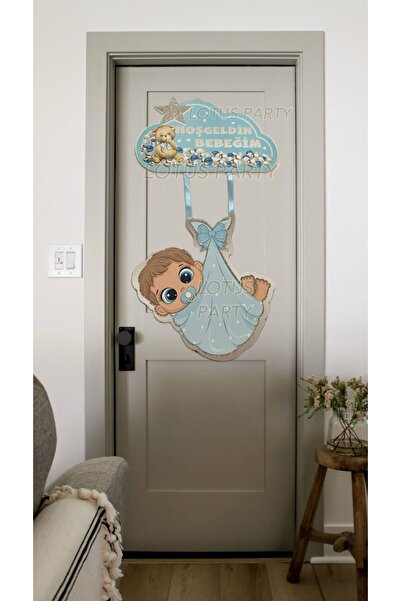 LOTUS PARTY Hoşgeldin Bebeğim Kapı Süsü Yeni Doğan Bebek  Hastane Oda Kapı Sü...