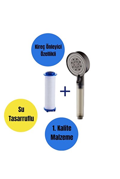 TRUVA Su tasarruflu kireç önleyici özellikli 1 adet yedek filtreli duş başlığı