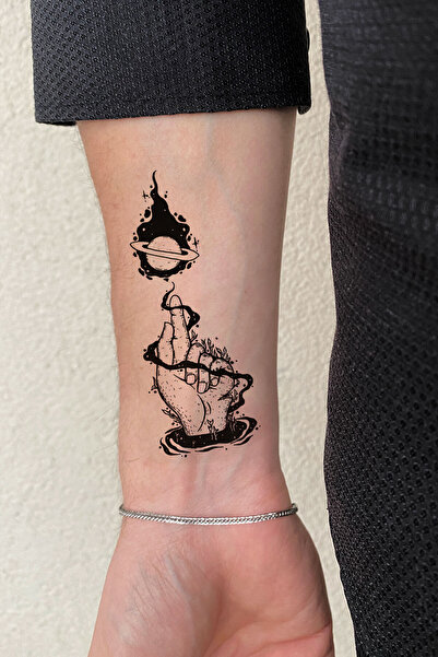 BiWini Gezegen Satürn Geçici Dövme Bilek Boyun Kol Bacak Ve Göğüs Erkek Kadın