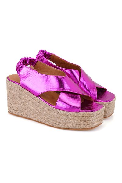 Desa Sandale de damă din piele fucsia cu toc cu pană