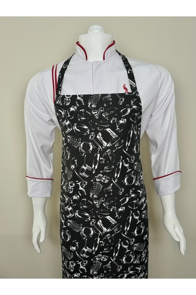 Adalilar مريلة قاعة الطعام للنادل في مطبخ المطبخ بطول الرسن (مع قفل قابل للتعديل)