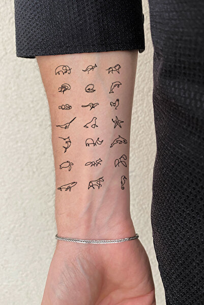 BiWini Minimal Doodle Geçici Dövme Tattoo Bilek Kol Bacak Ve Göğüs Arası Erkek Kadın