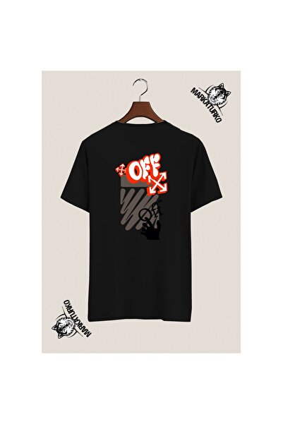 MarkaTurko تي شيرت أسود بتصميم خاص مطبوع على الظهر من Street Style 5050-55