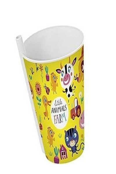 Titiz Yummy Patterned Glass with Straw 400 ml 2 Pieces (AS THE PATTERNS COMMUNICATION) Fma591244