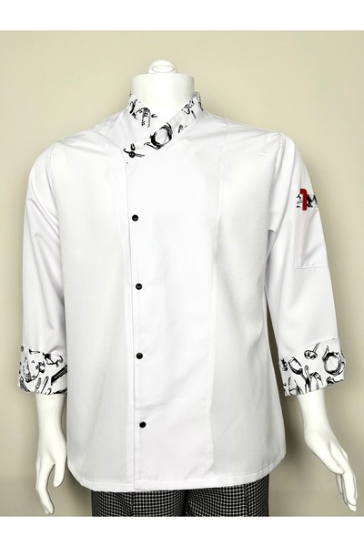 ADALILAR İŞ ELBİSELERİ Cook-Kitchen-Restaurant-Jacket (Kitchen Patterned Tape)