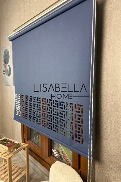 LisabellaHome Lacivert Lazer Stor Perde - Vena