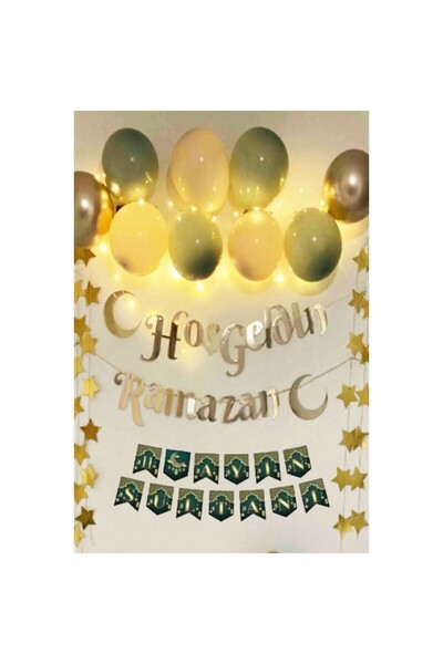 Hayaller Dükkanı Hoşgeldin Ramazan Gold Yazı Ledli Zincir Balon Seti 11 Ayın ...