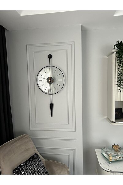 MetaQuartz Aksesuar Gravity Pendulum Siyah-orta Boy (37X85)-(kırılmaz Tamperli Cam ) Metal (MOBİLYA) Duvar Saati