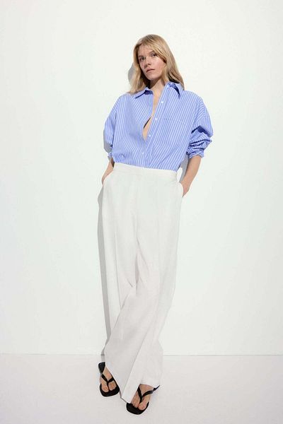 H&M Wide linen-blend trousers