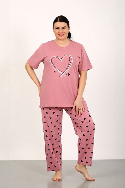 nisaNCa 100% Cotton Large Size Short Sleeve Women's Pajamas Set