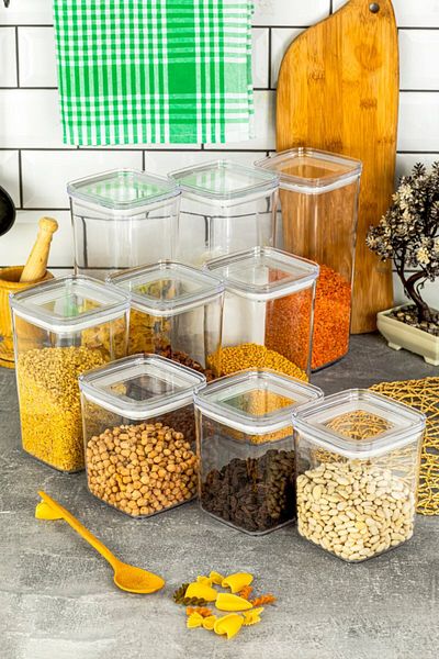 Comprox Set of 9 Storage Containers |   Transparent Food Storage Container with Vacuum Lid (3X1700Ml - 3X1200Ml - 3X900Ml)