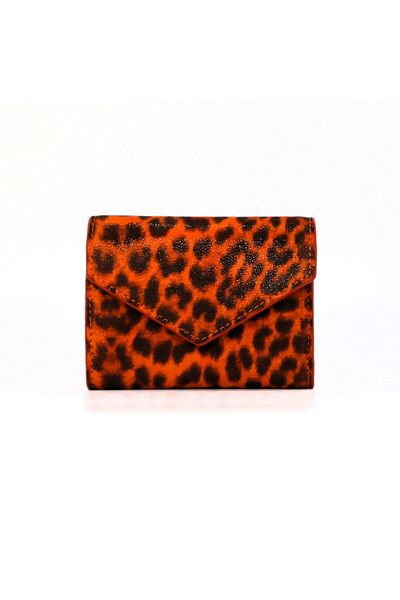 Lux Leder Vico Genuine Leather Leopard Print Suede Wallet