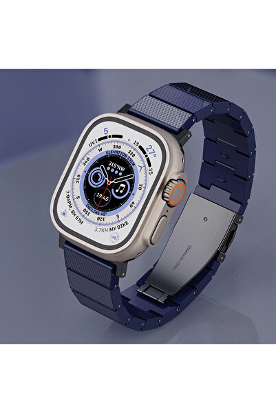 Levelo سوار فيوجن راتينجي لساعة أبل مقاس 49 مم - أزرق