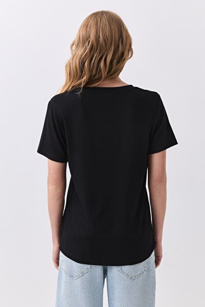 Trendiz Women's Slim Basic Viscose Tshirt Black 8013