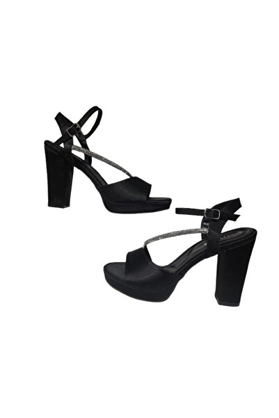 erbay shoes Dámské sandály na platformě Black Stone Satin s jedním páskem