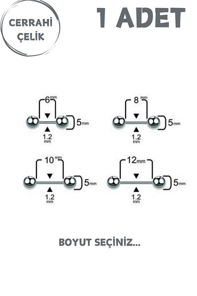 Blisse Piercing Surgical Steel 5mm Bulk Straight Bar Tragus Helix Cartilage Lobe Piercing