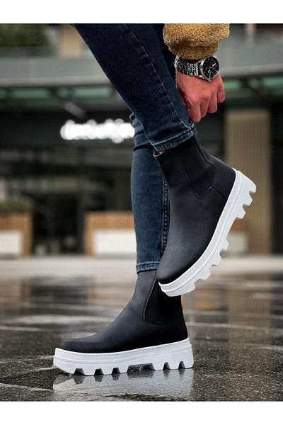 BilfolD High Sole Chelsea Boots Black (White Sole)