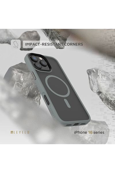 Levelo Magsafe Matte Solo Case For iPhone 16 Pro - Gray