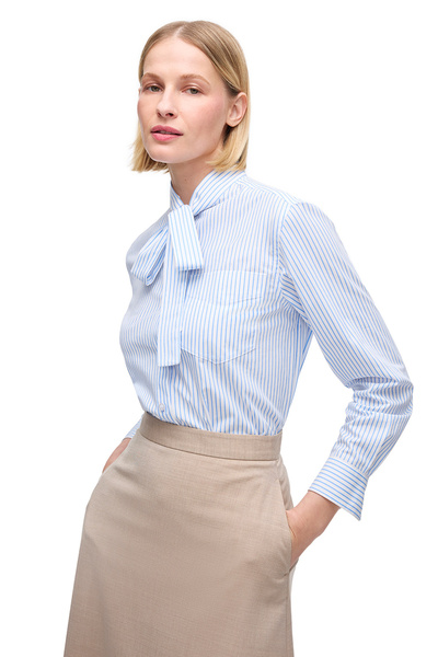 Perspective Синьо-біла сорочка Bowens з комфортним кроєм, коміром та довгими рукавами