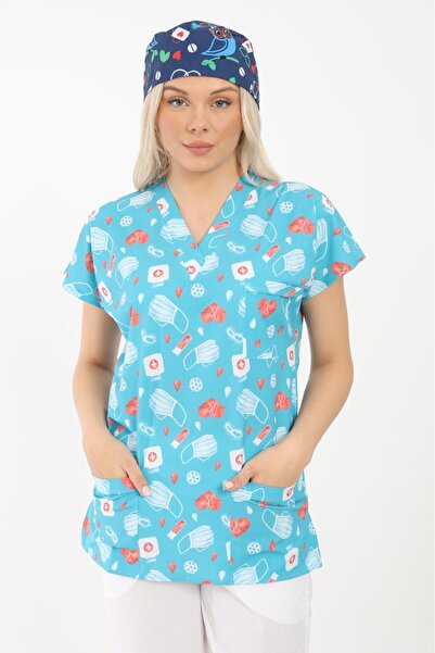 Arme medikal Scrubs cu o singură top din Lycra - Chirurgie, Doctor, Asistentă...