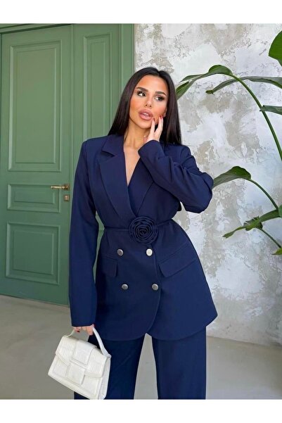 Ekim Store Set de sacouri duble cu centură de trandafiri