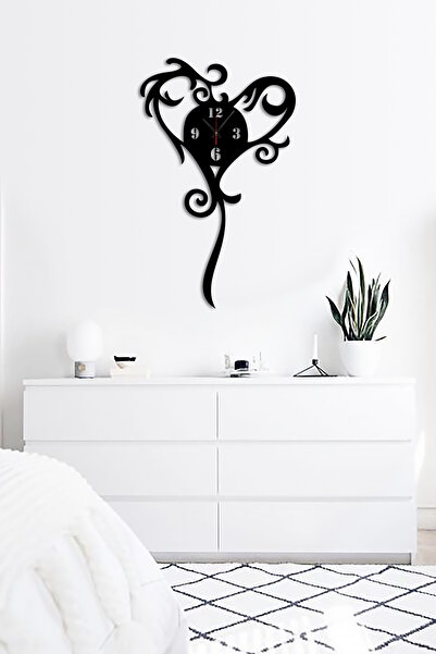 NT Handmade Siyah Ahşap Zarif Saat Duvar Dekoru - Salon Oturma Odası Ofis Mut...