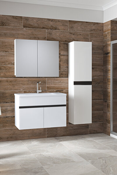 Alfa Banyo Esen SB 65+35 cm Mdf Lavabolu Banyo Dolabı Boy Dolaplı Ayna dolapl...