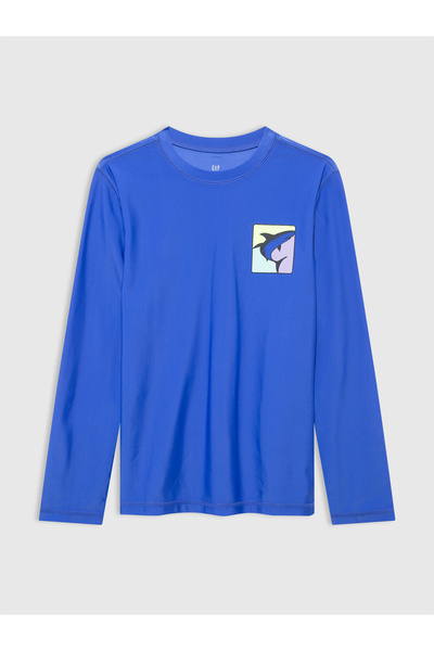 GAP Erkek Çocuk Mavi Grafik Baskılı Mayo T-Shirt
