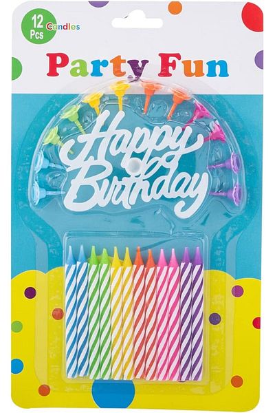 AKDC Portable and Long-lasting Party Fun Candle - L 15 x W 24 x H 1cm, Multicolour, 12 Pieces